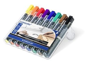 Staedtler Marker Lumocolor Permanent cu vârf oblic 2-5mm asortat (8)